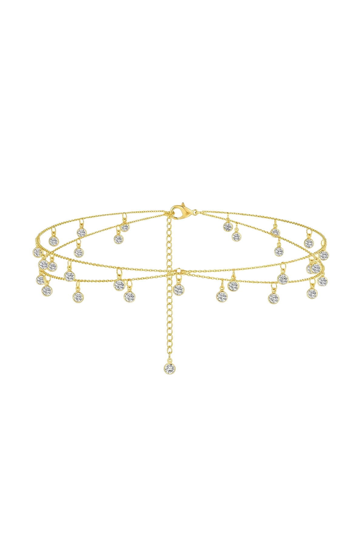 diamond double gold belly waist chain crystal bezel detail 1