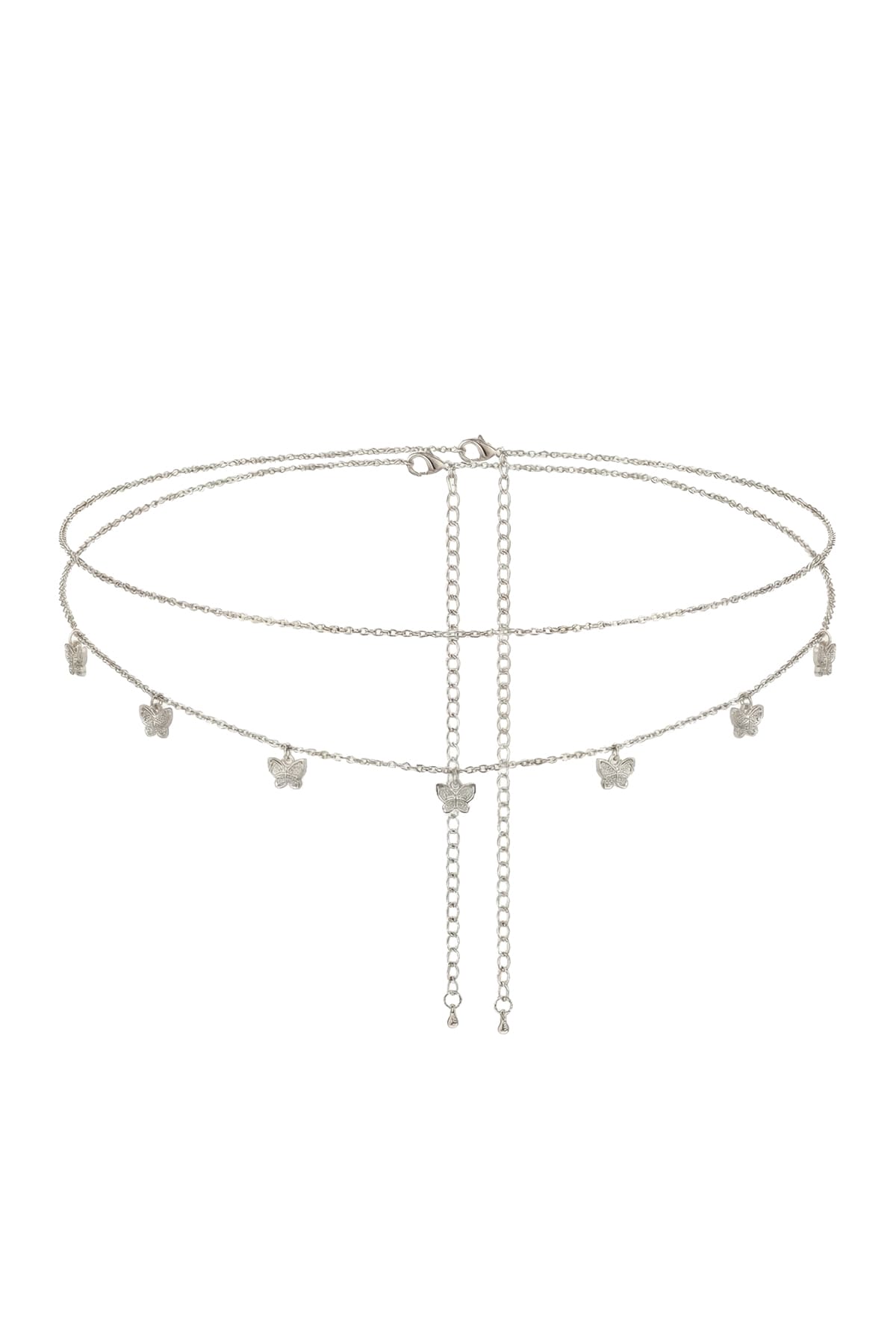 butterfly silver belly waist chain charm detail 1
