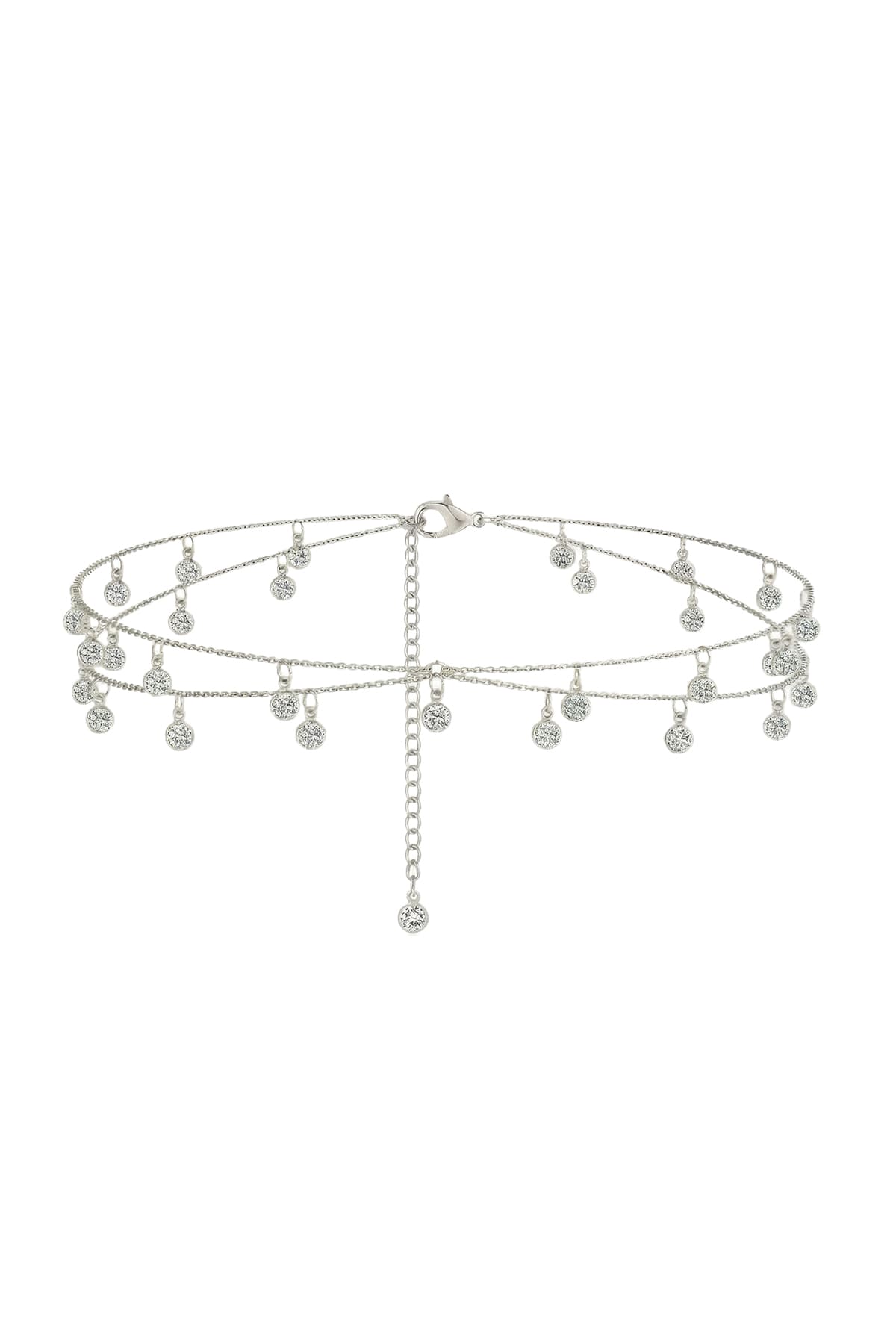 diamond double silver belly waist chain crystal bezel detail 1