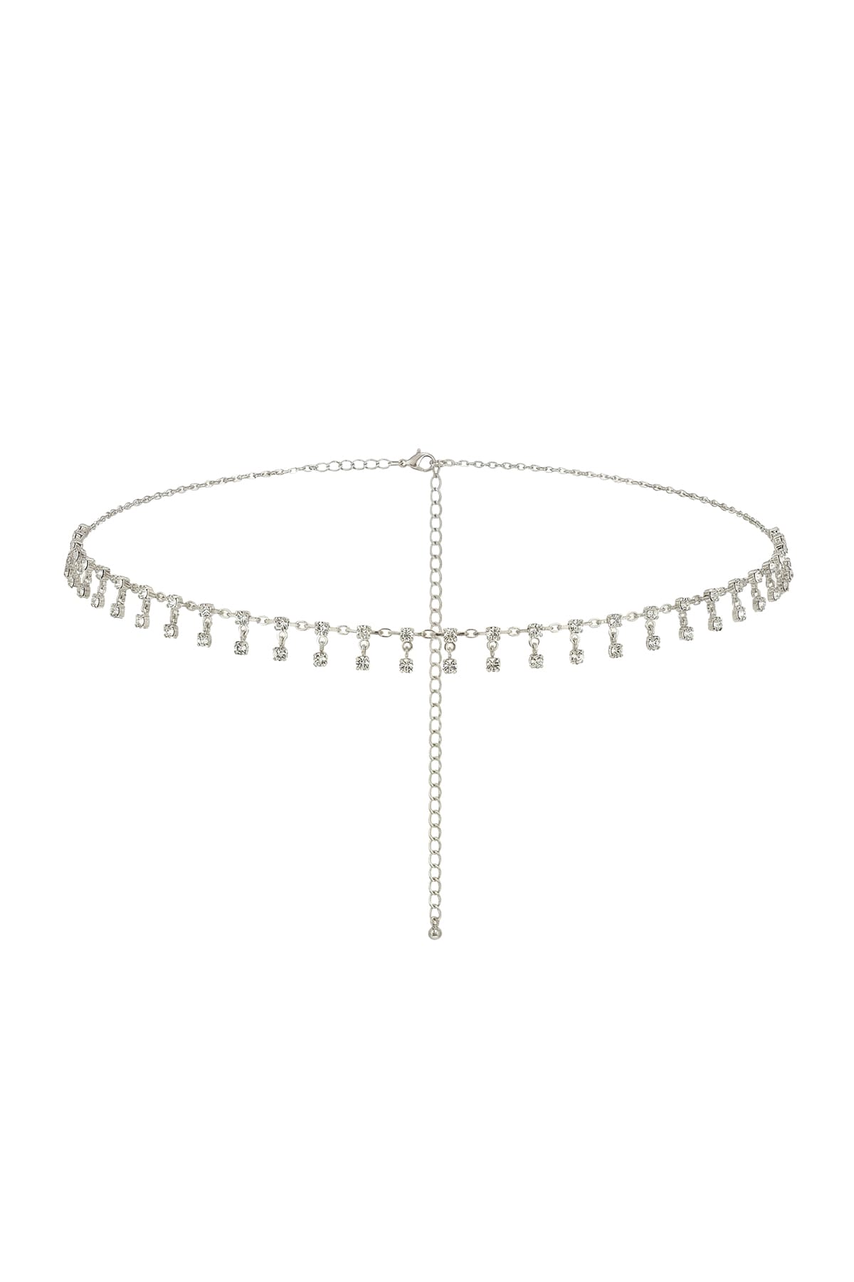 diamond silver belly waist chain sparkle model1