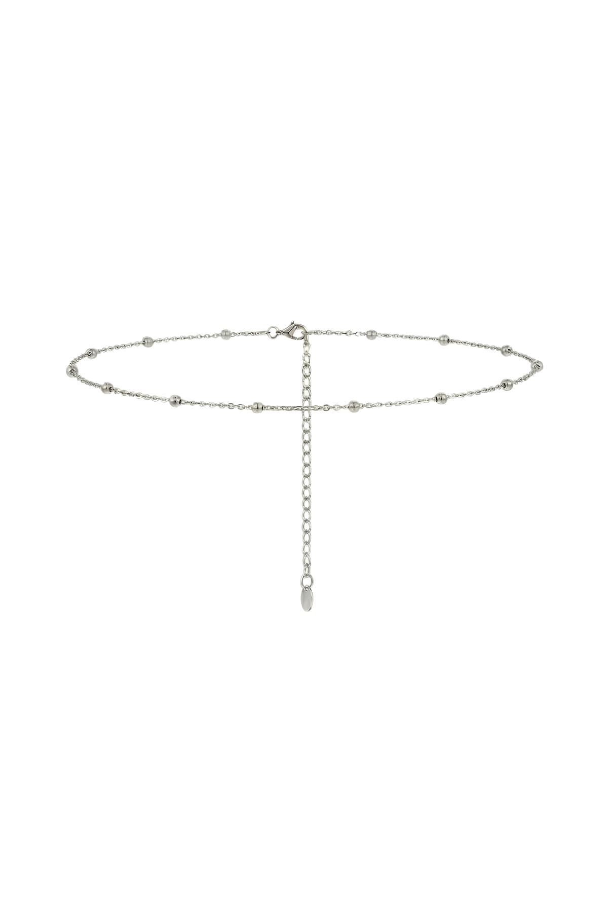 simple silver belly waist chain bead detail 1